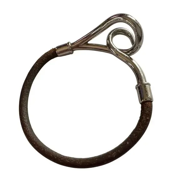 Hermès Jumbo Leather Hook Wrap Bangle Bracelet - Deep Brown